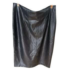 Calvin Klein Faux-Leather Midi Pencil Skirt – Black, Size 8